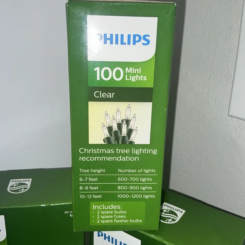 Philip 100ct Mini Lights Clear Christmas String Light 24.7 FT Green Wire Lot‎ 4
